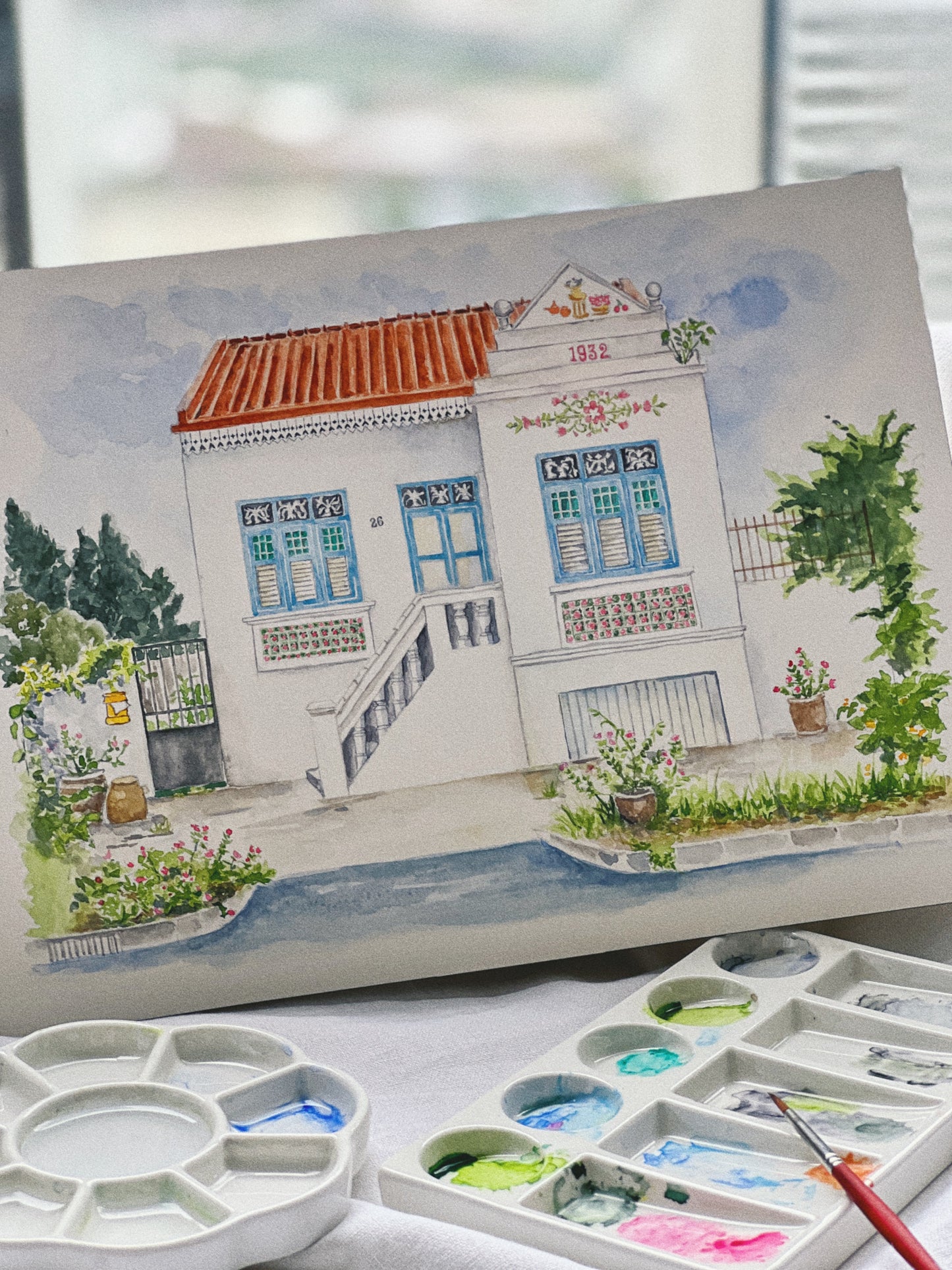 Singapore Art Print - Mangis Shophouse