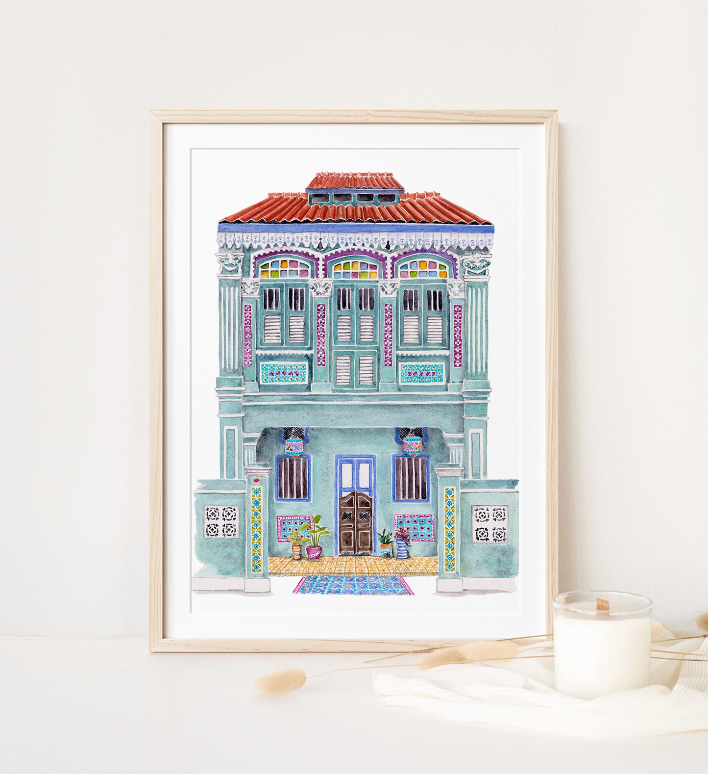 Singapore Art Print - Blue Shophouse