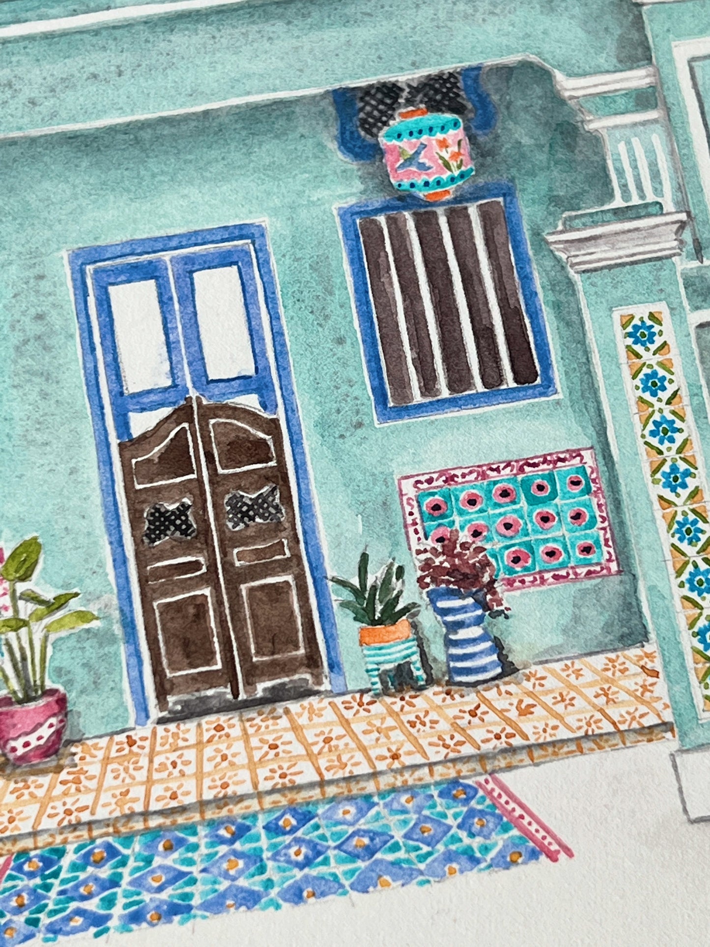 Singapore Art Print - Blue Shophouse