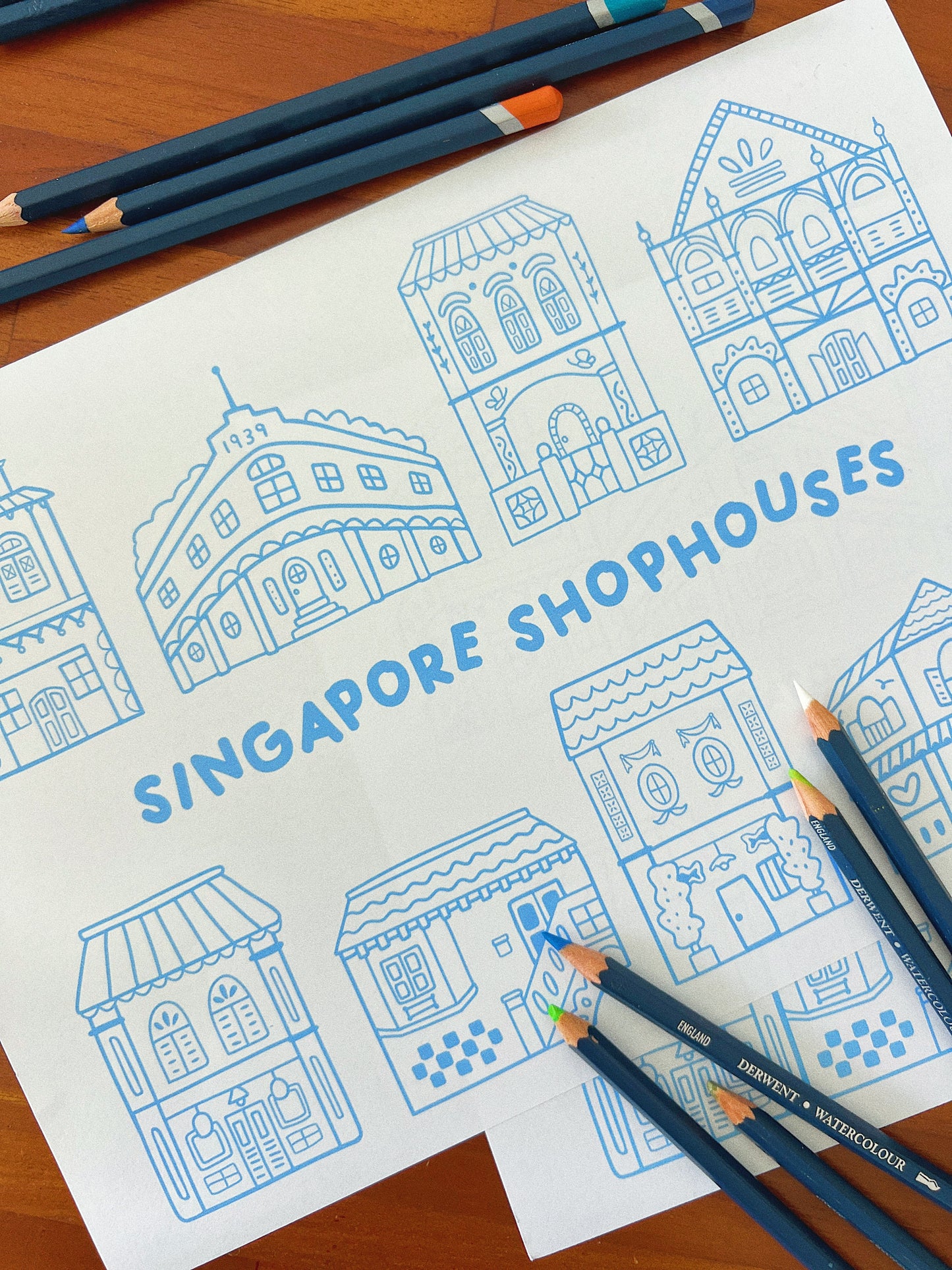 Colour & Craft Printable Bundle - Shophouse Colouring Activity for Kids