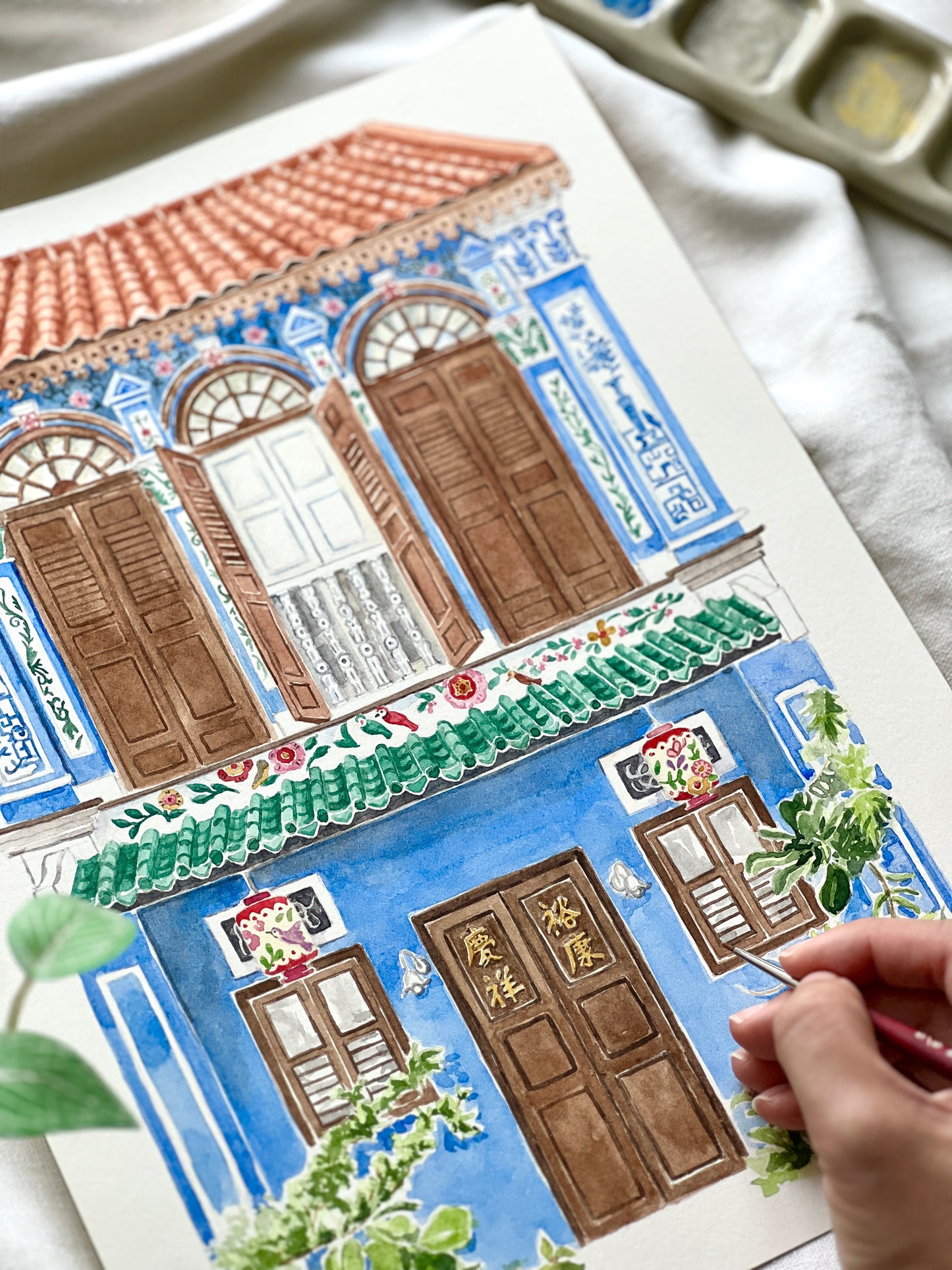 Singapore Art Print - Emerald Hill Shophouse