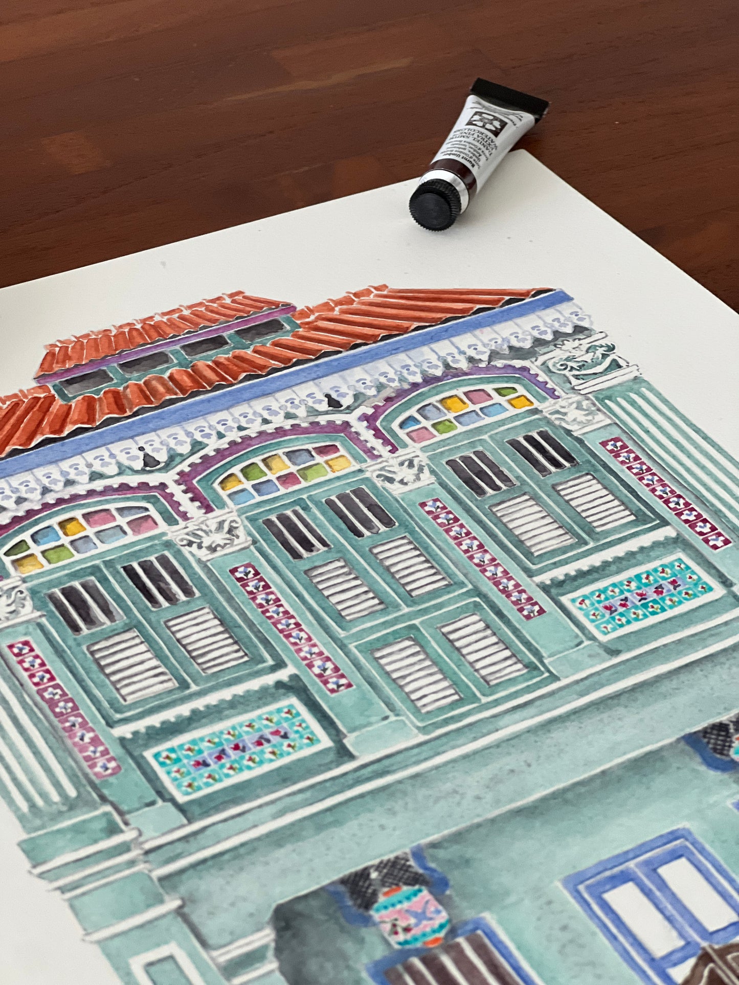 Singapore Art Print - Blue Shophouse