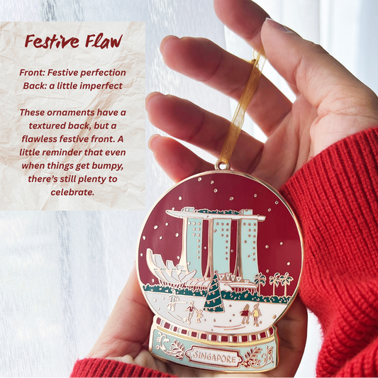 Enamel ornament featuring marina bay sands