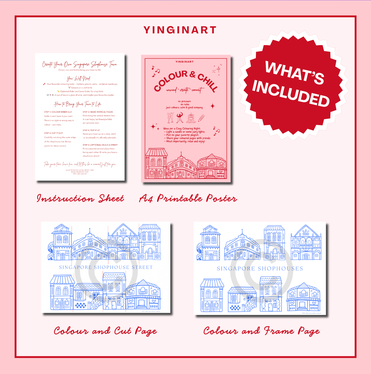 Colour & Chill Printable Bundle – Mindful Shophouse Colouring Activity for Adults
