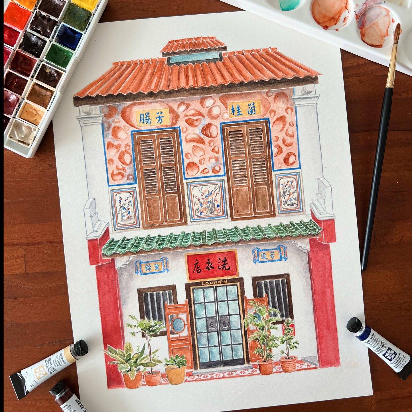 Singapore Art Print - Laundry Shophouse in Spottiswoode