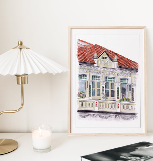 Singapore Art Print - Cluny Court Shophouse