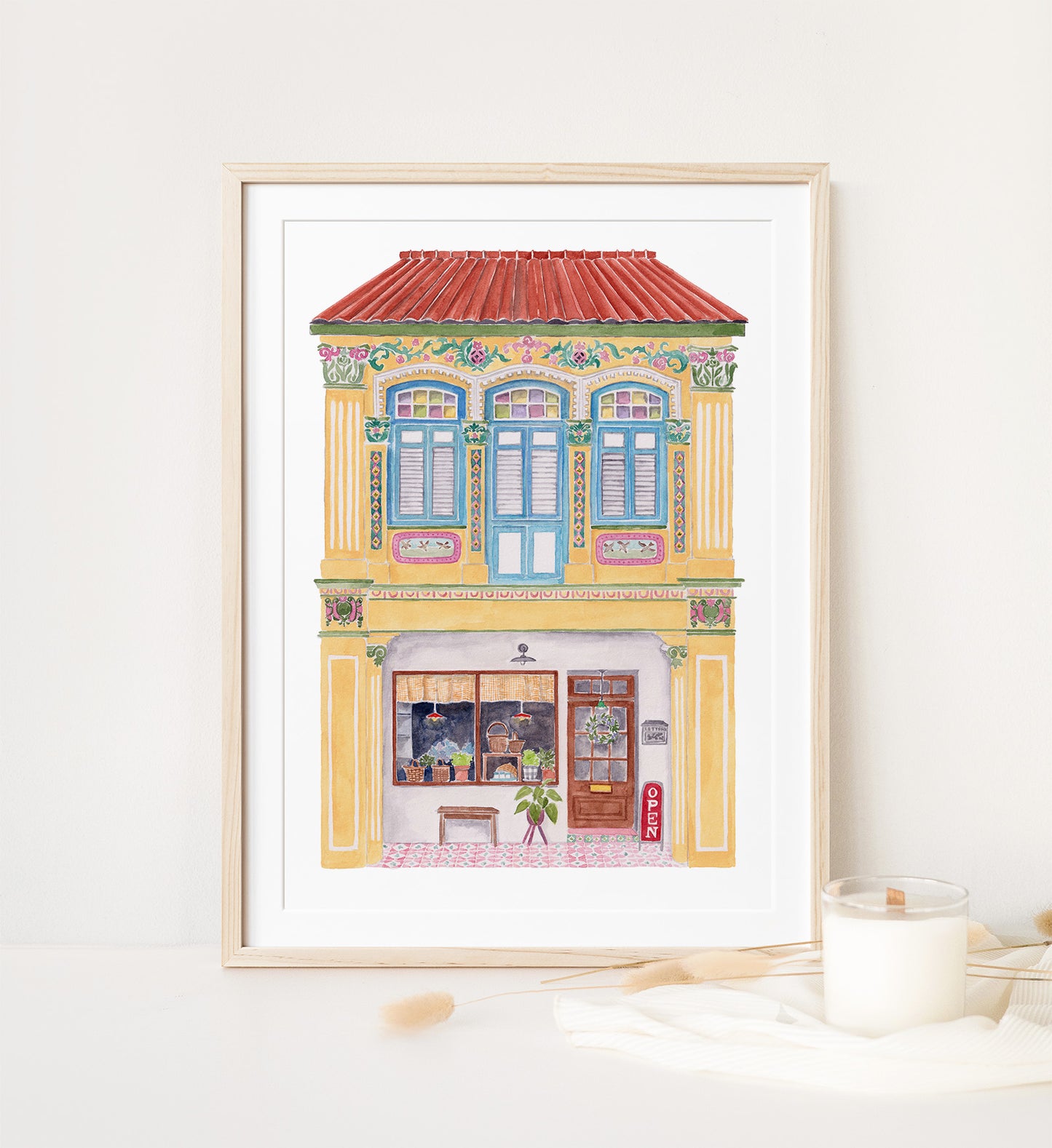 Singapore Art Print - Florence Shophouse