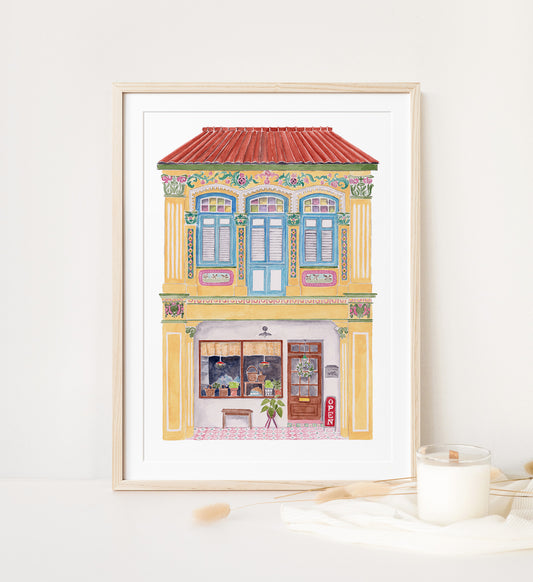 Singapore Art Print - Yellow Shophouse
