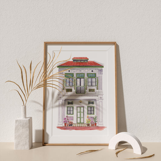 Singapore Art Print - Lilac Shophouse in Joo Chiat