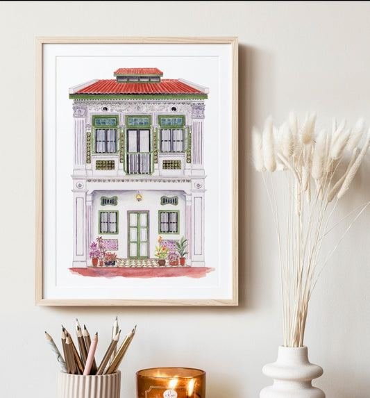 Singapore Art Print - Lilac Shophouse in Joo Chiat