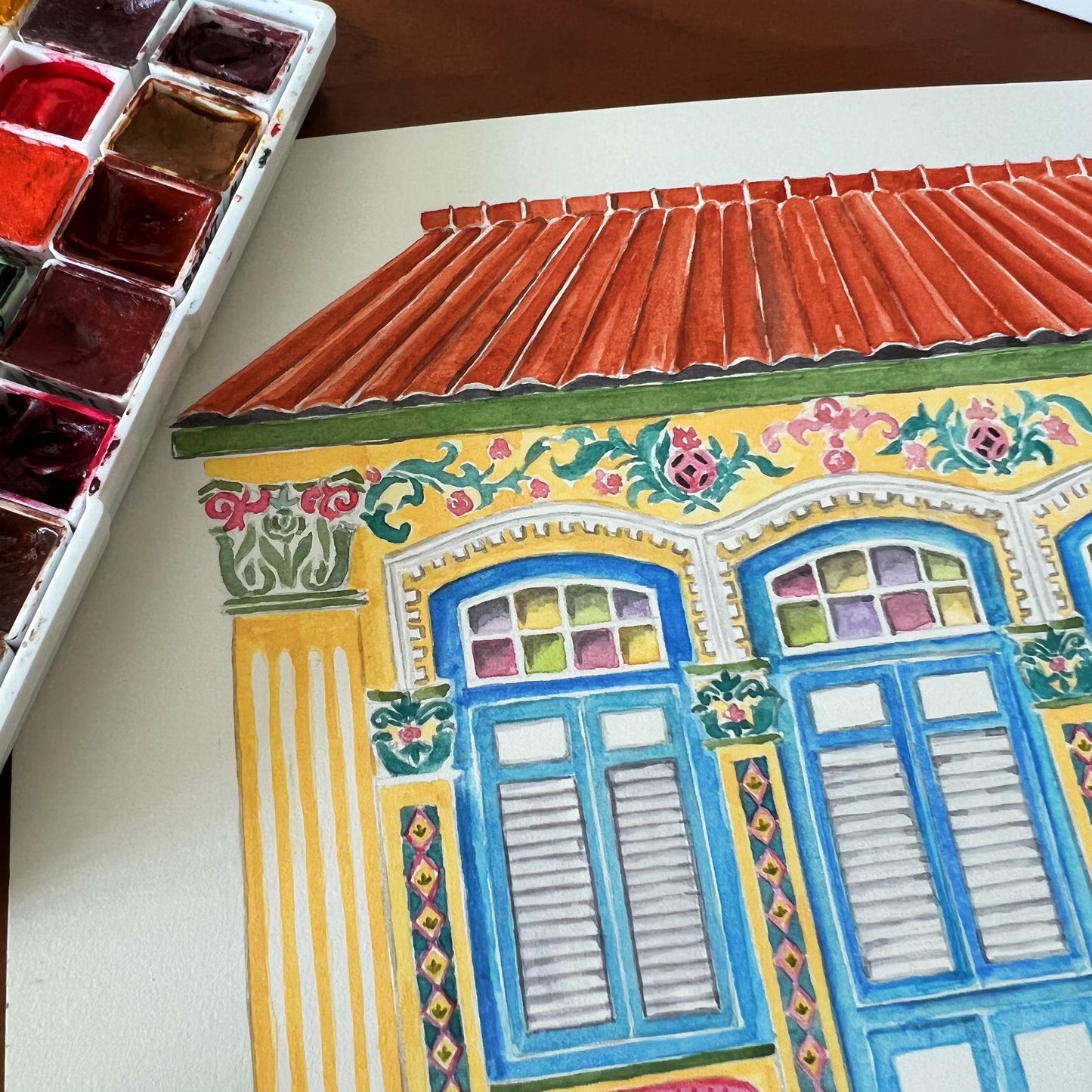 Singapore Art Print - Florence Shophouse