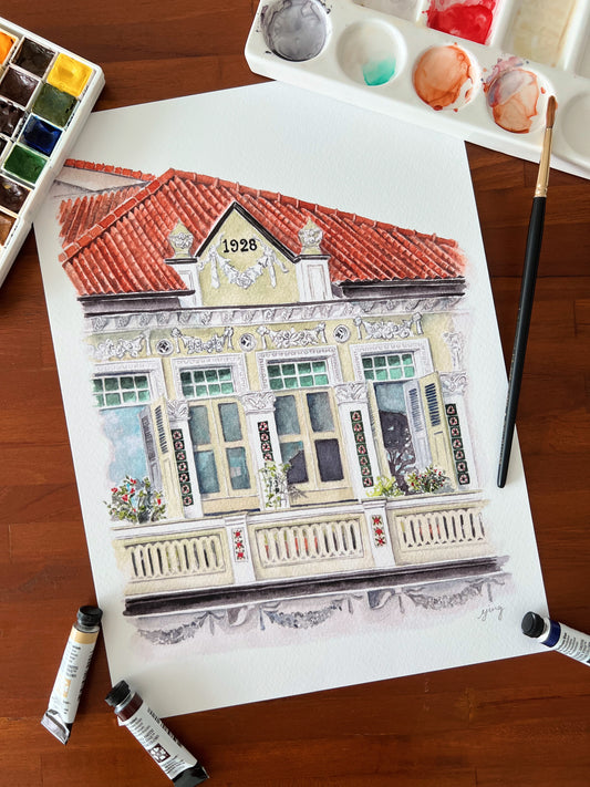 Singapore Art Print - Cluny Court Shophouse