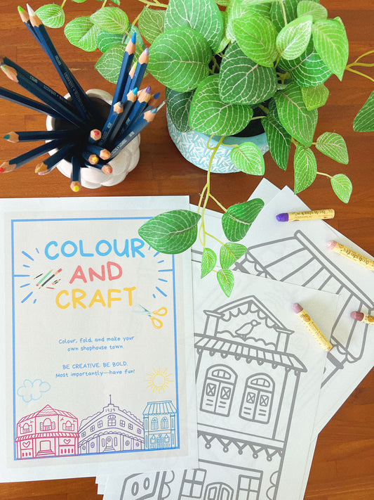 Colour & Craft Printable Bundle - Shophouse Colouring Activity for Kids