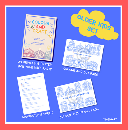 Colour & Craft Printable Bundle - Shophouse Colouring Activity for Kids