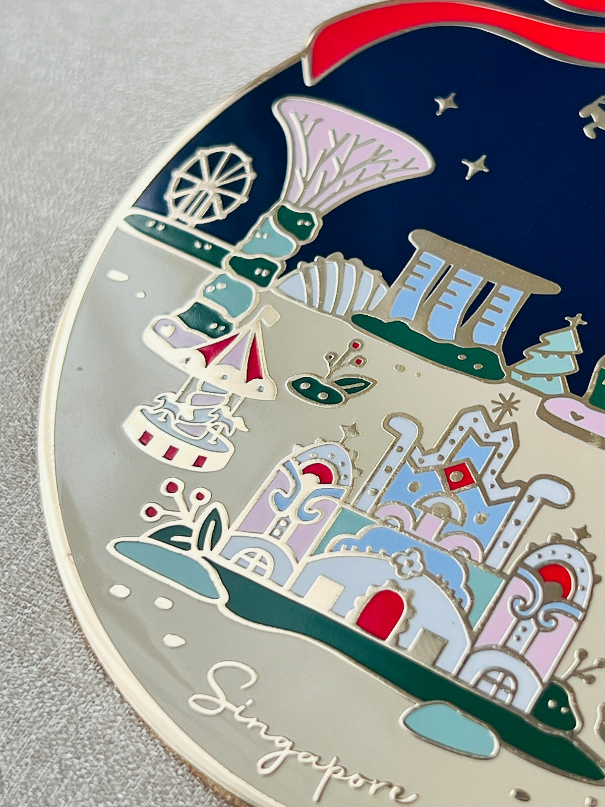 Gardens by the Bay Christmas Enamel Ornament
