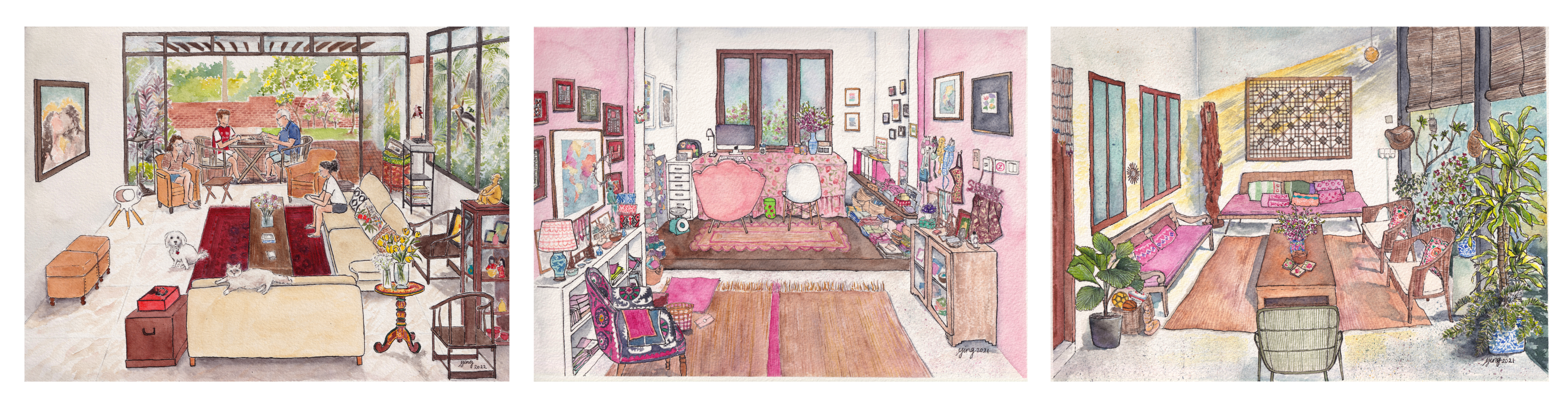 Custom watercolour painting Singapore landed property