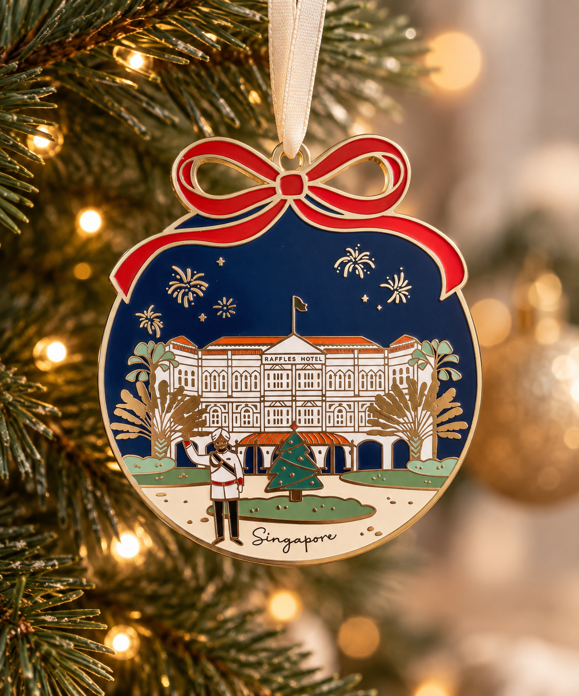 Raffles Hotel Heritage Building Enamel Ornament