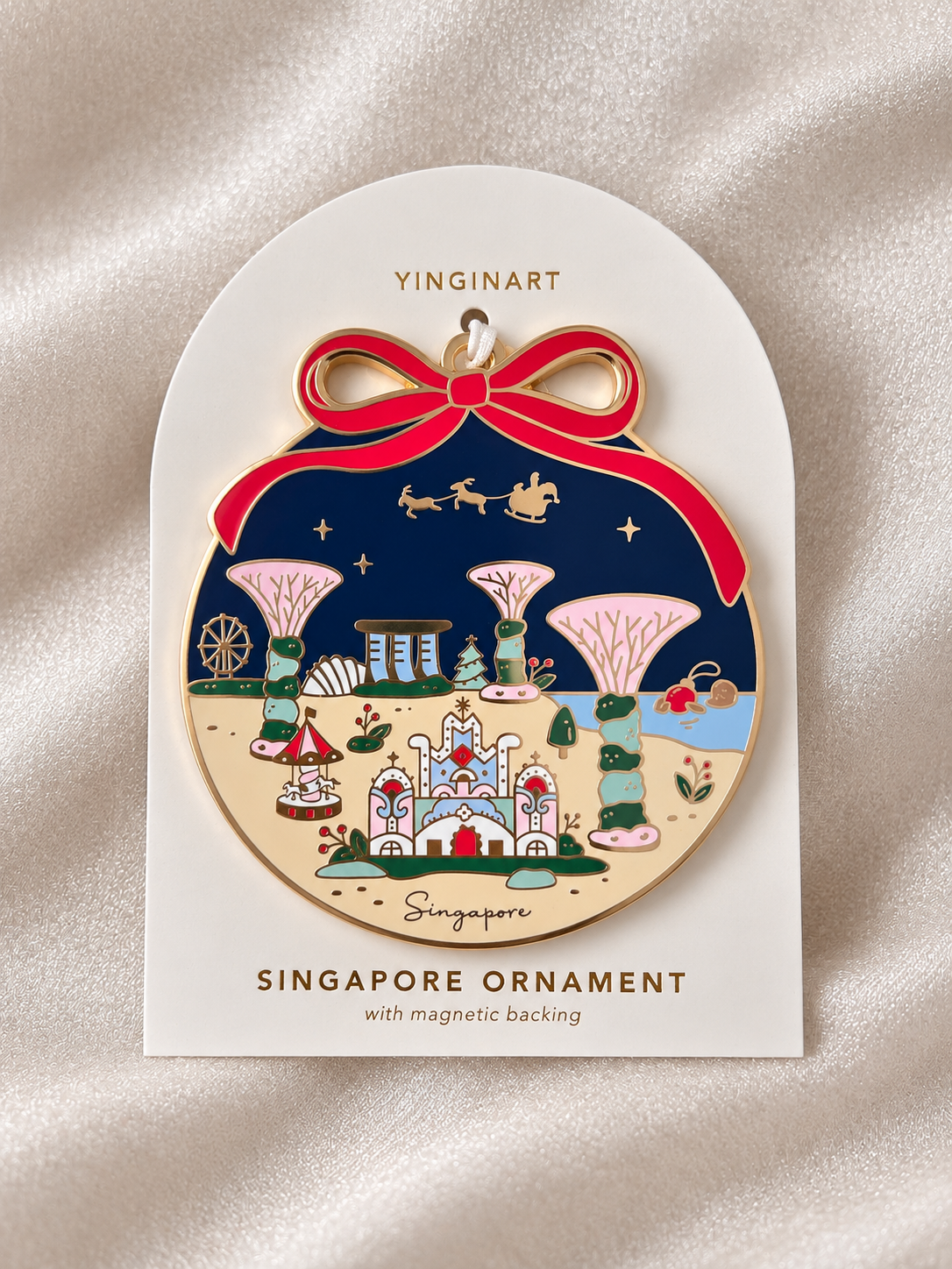 Gardens by the Bay Christmas Enamel Ornament