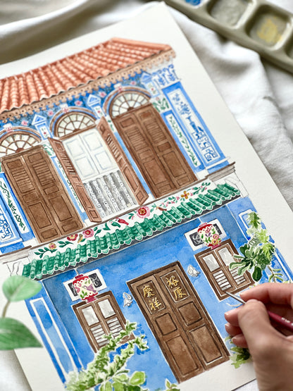 Singapore Art Print - Emerald Hill Shophouse
