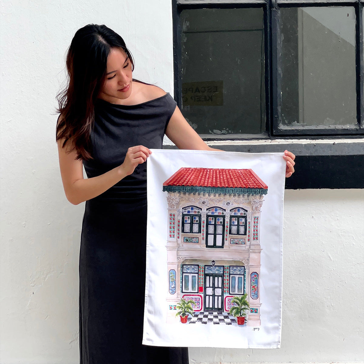 Petain Road Shophouse Singapore Tea towel
