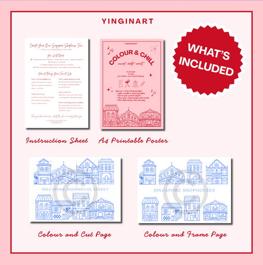 Colour & Chill Printable Bundle – Mindful Shophouse Colouring Activity for Adults