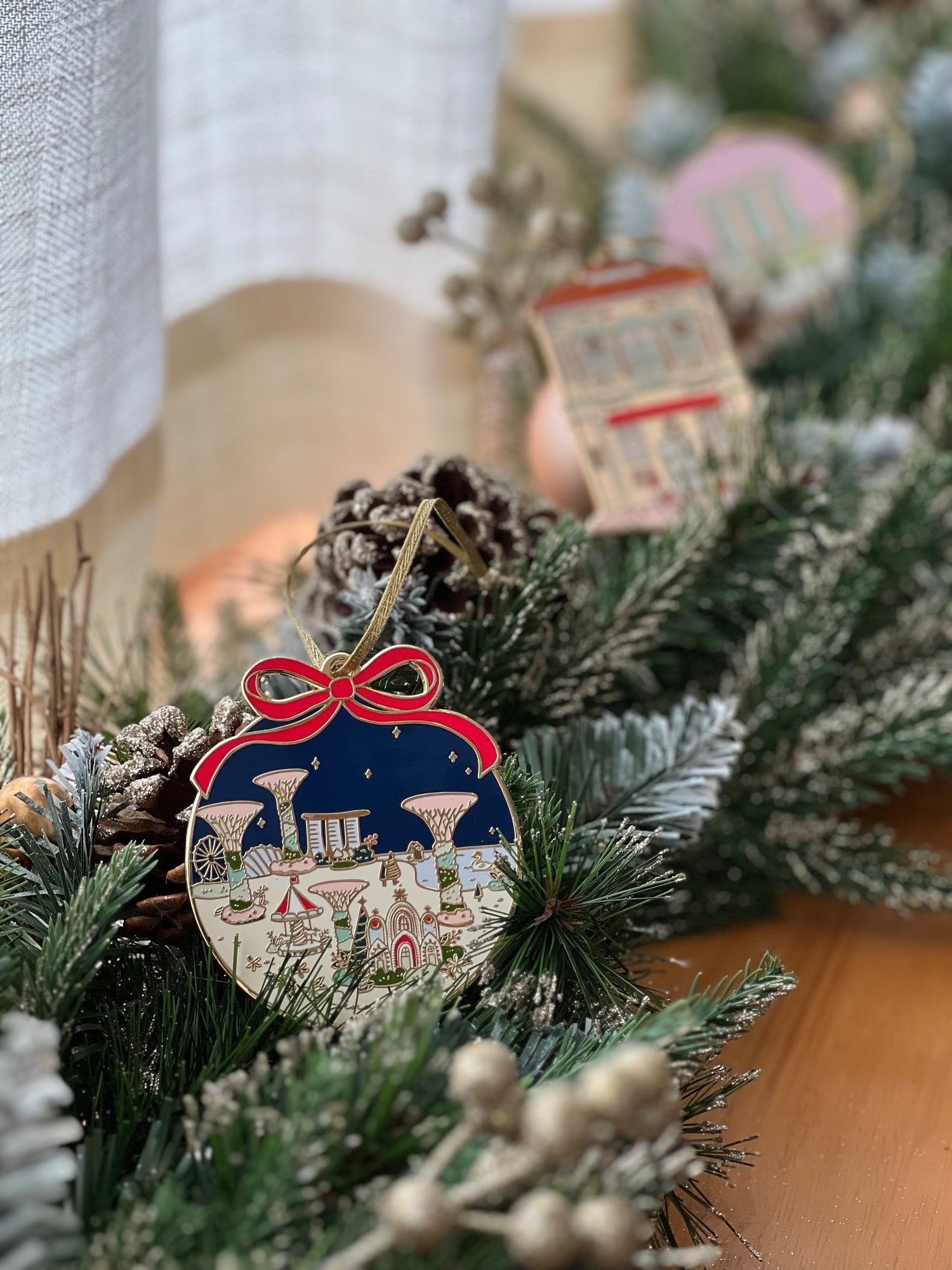 Singapore Christmas Enamel Ornaments Decorations featuring Gardens by the bay