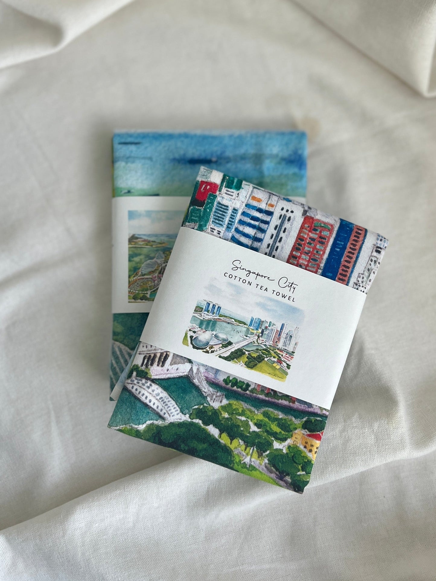 Singapore Cityscape Tea towel - Marina Bay and Gardens by the bay