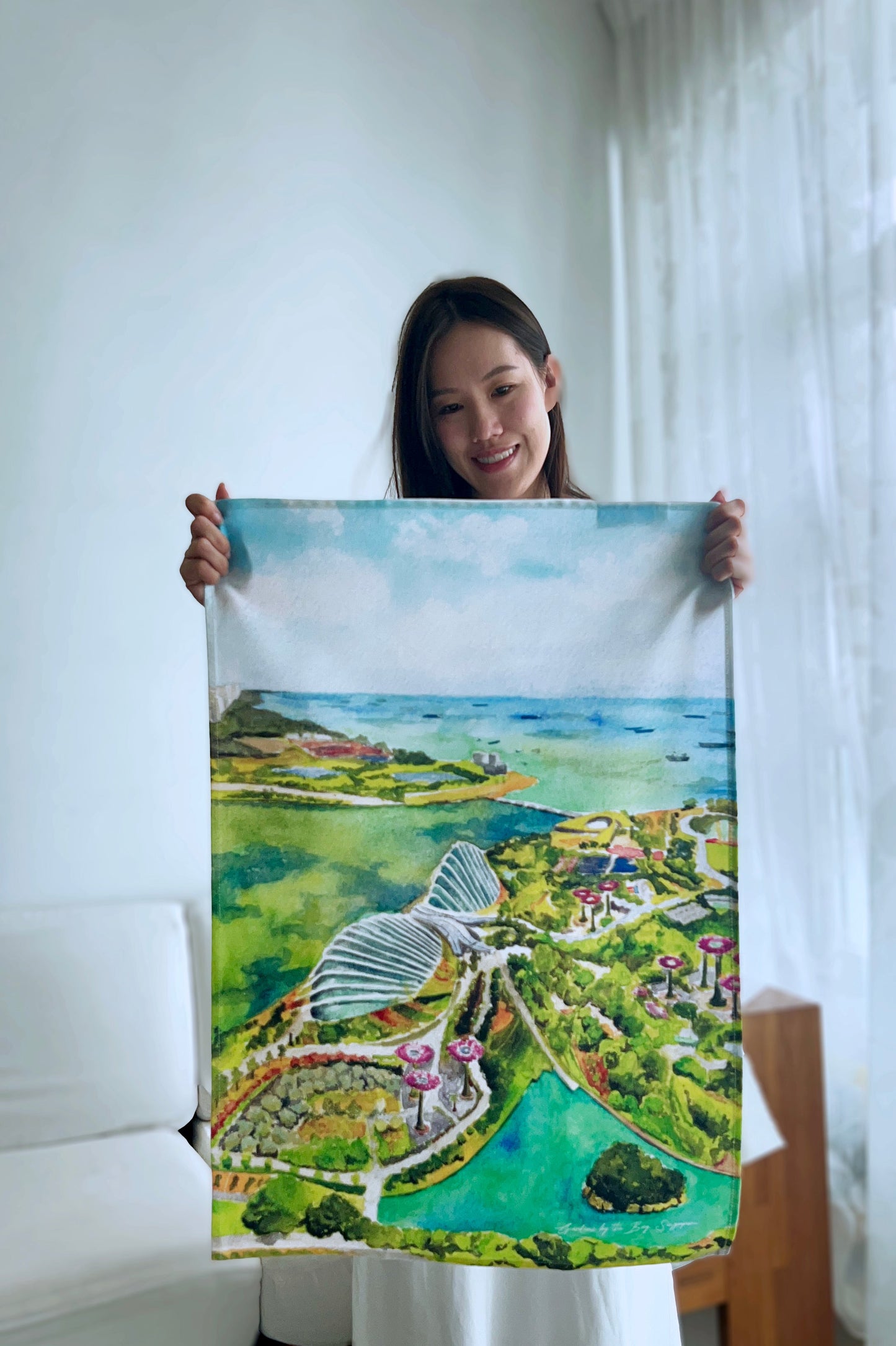 Singapore Gardens by the Bay Tea towel Aerial View