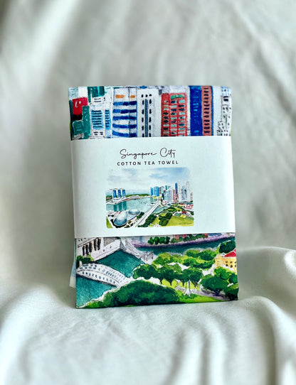 Singapore Marina Bay Tea towel featuring CBD Skyline Souvenir