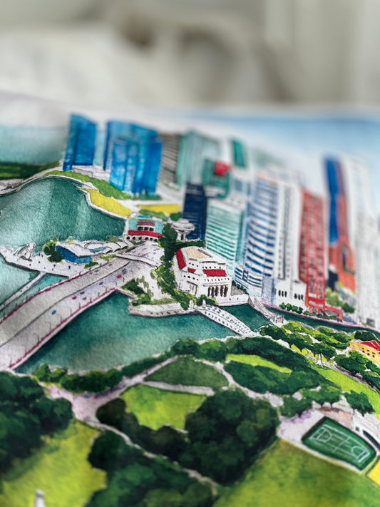 Singapore Marina Bay Tea towel featuring CBD Skyline Souvenir