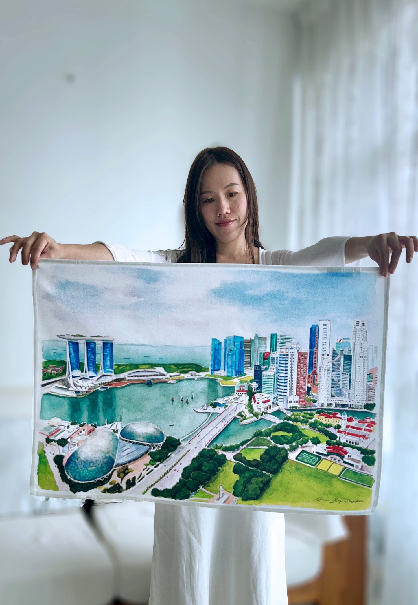 Singapore Marina Bay Tea towel featuring CBD Skyline