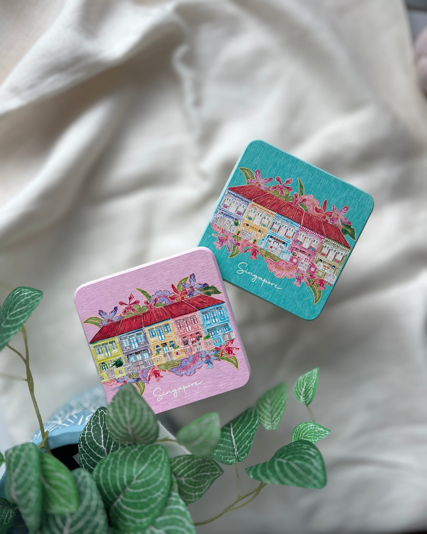 Singapore Shophouse Coaster featuring Koon Seng Road Peranakan Shophouses