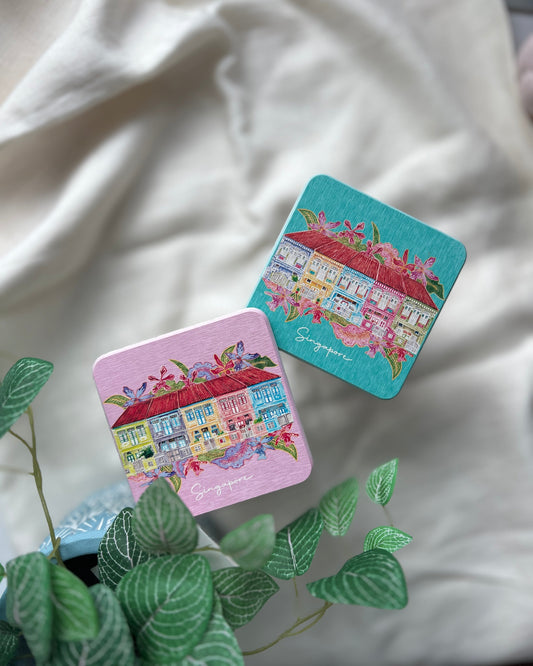 Singapore Shophouse Coaster featuring Koon Seng Road Peranakan Shophouses