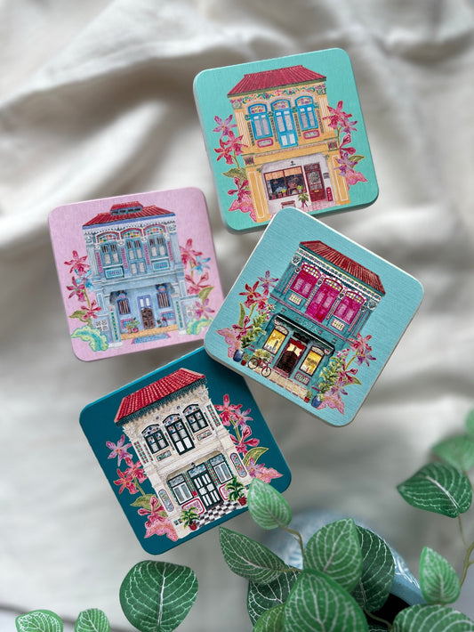 Singapore shophouse coasters set