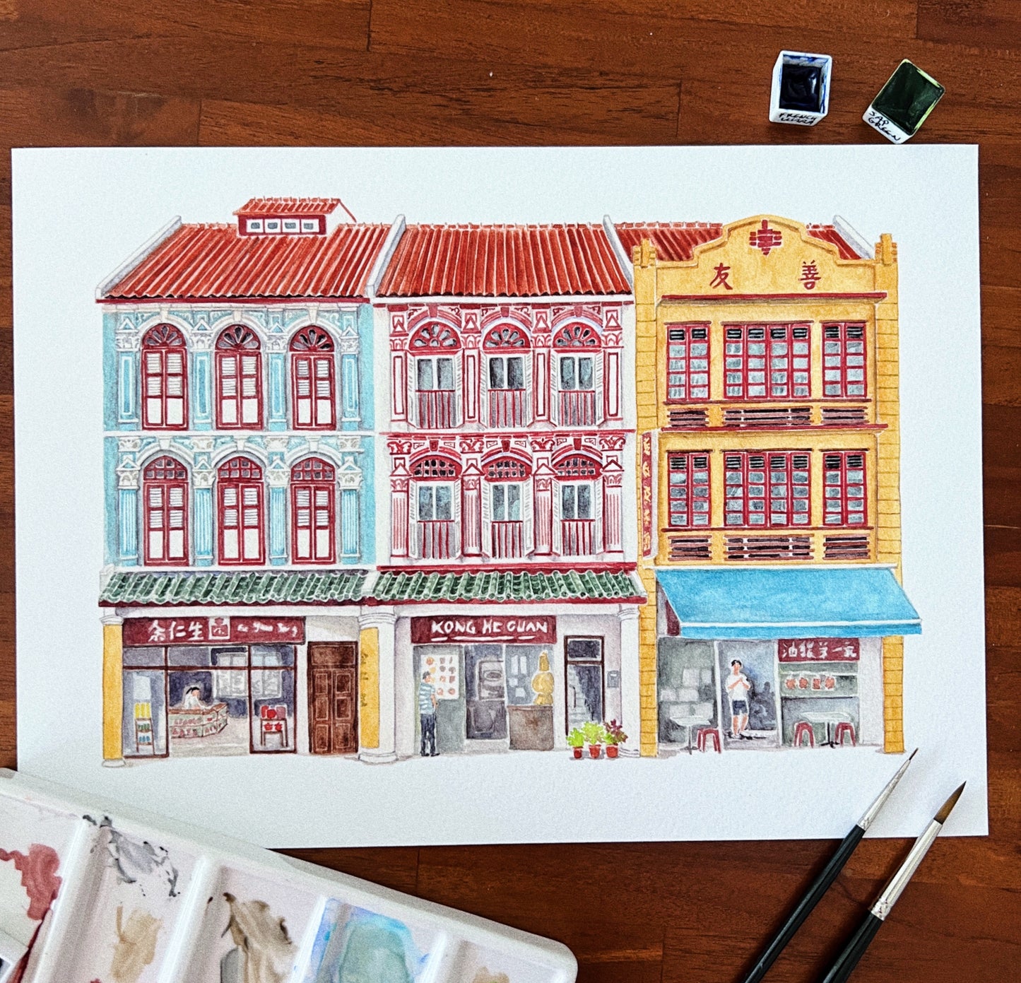 Singapore Art Print - Upper Cross Street Shophouses