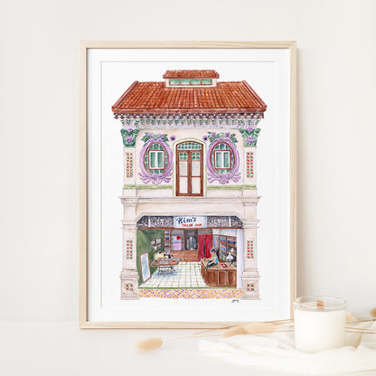Singapore Shophouse Print - Whimsical Shophouse in Jalan Besar