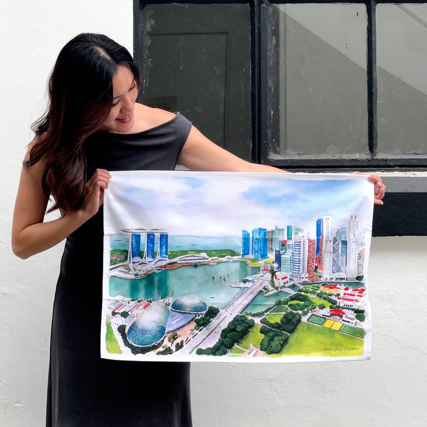marina bay singapore tea towel