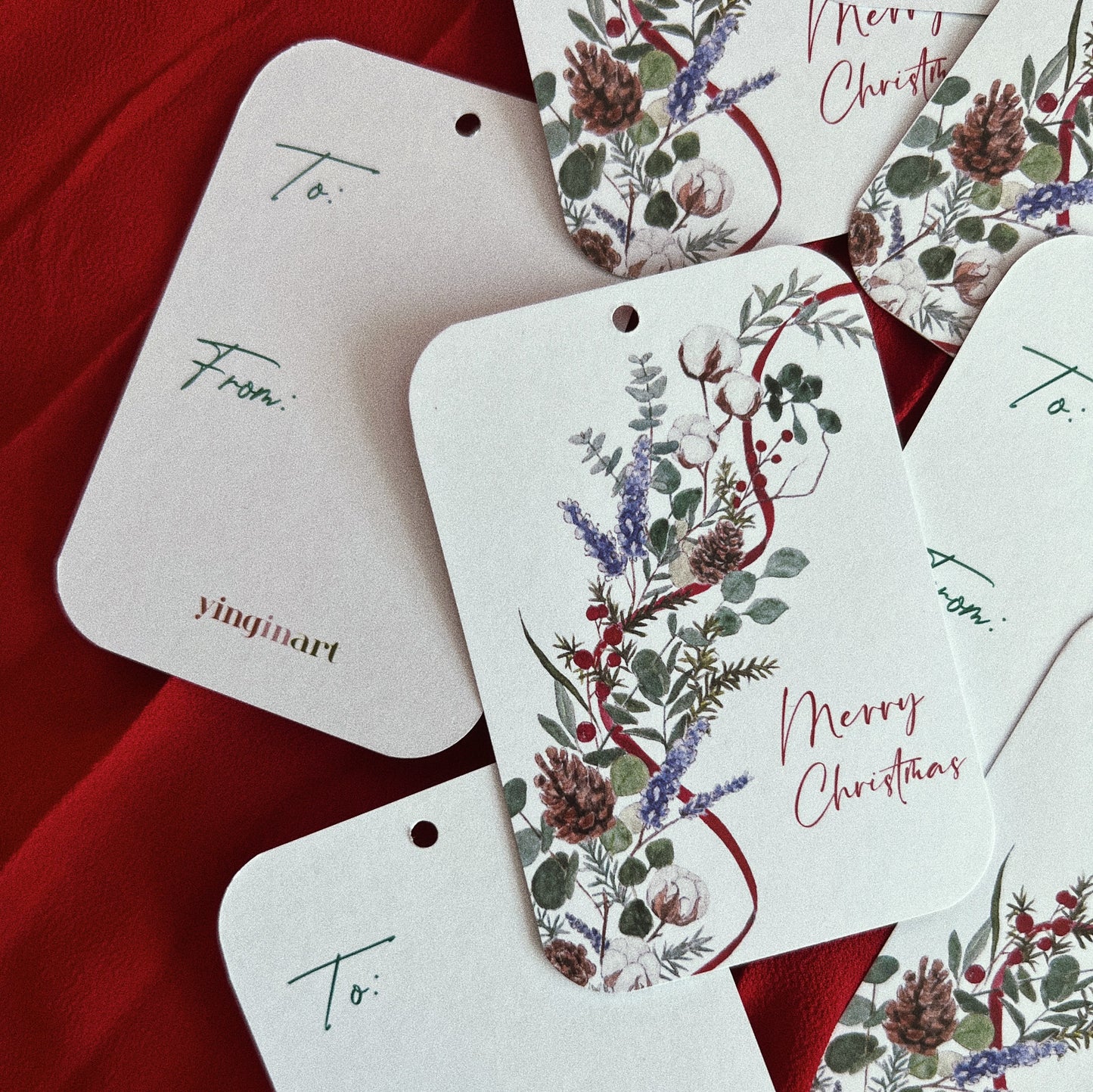 Wild Florals Christmas Gift Tags  (Set of 8)