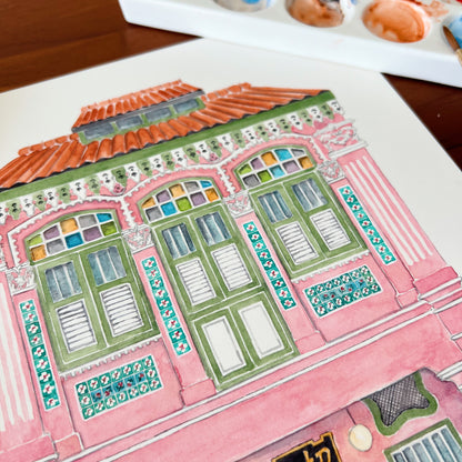 Fine Art Print - Coral Pink Shophouse